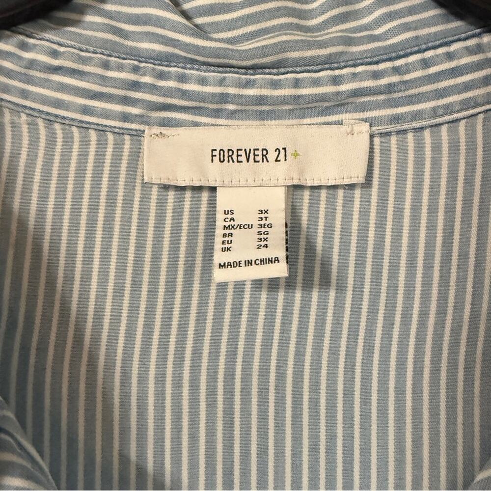 Forever 21 Blue and White Striped Tunic Blouse 3X - Picture 4 of 5